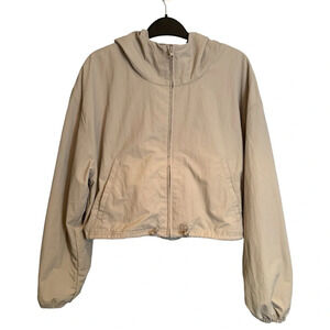 Aritzia TNA Terminal Jacket Gorpcore Size S Light Gray Cropped Crinkle Oversized